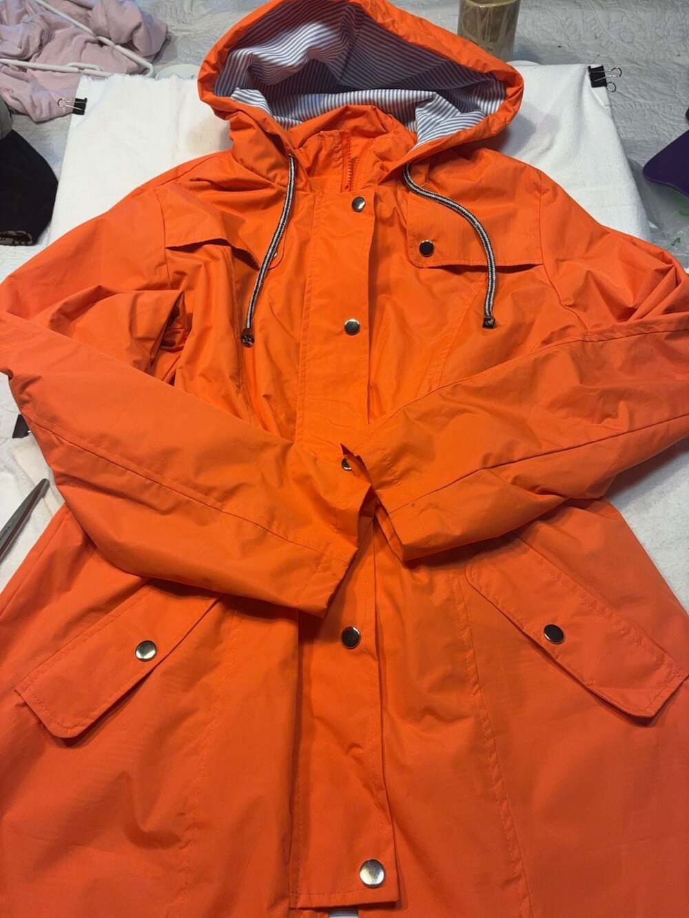 Kikibell Orange Hooded Rain Jacket Size M